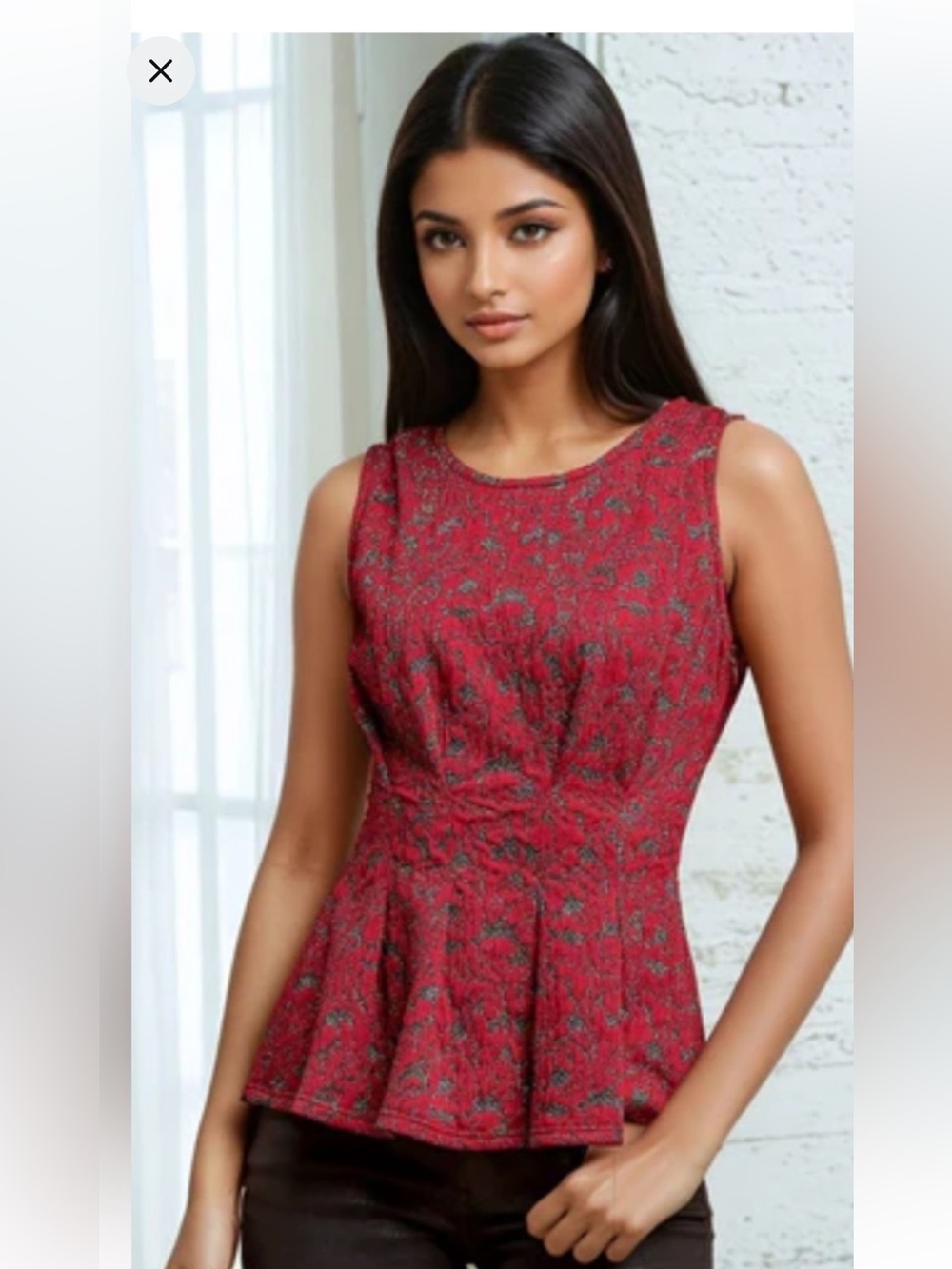 Anthropologie x Eva Franco Jacquard Peplum Top. - Picture 2 of 13